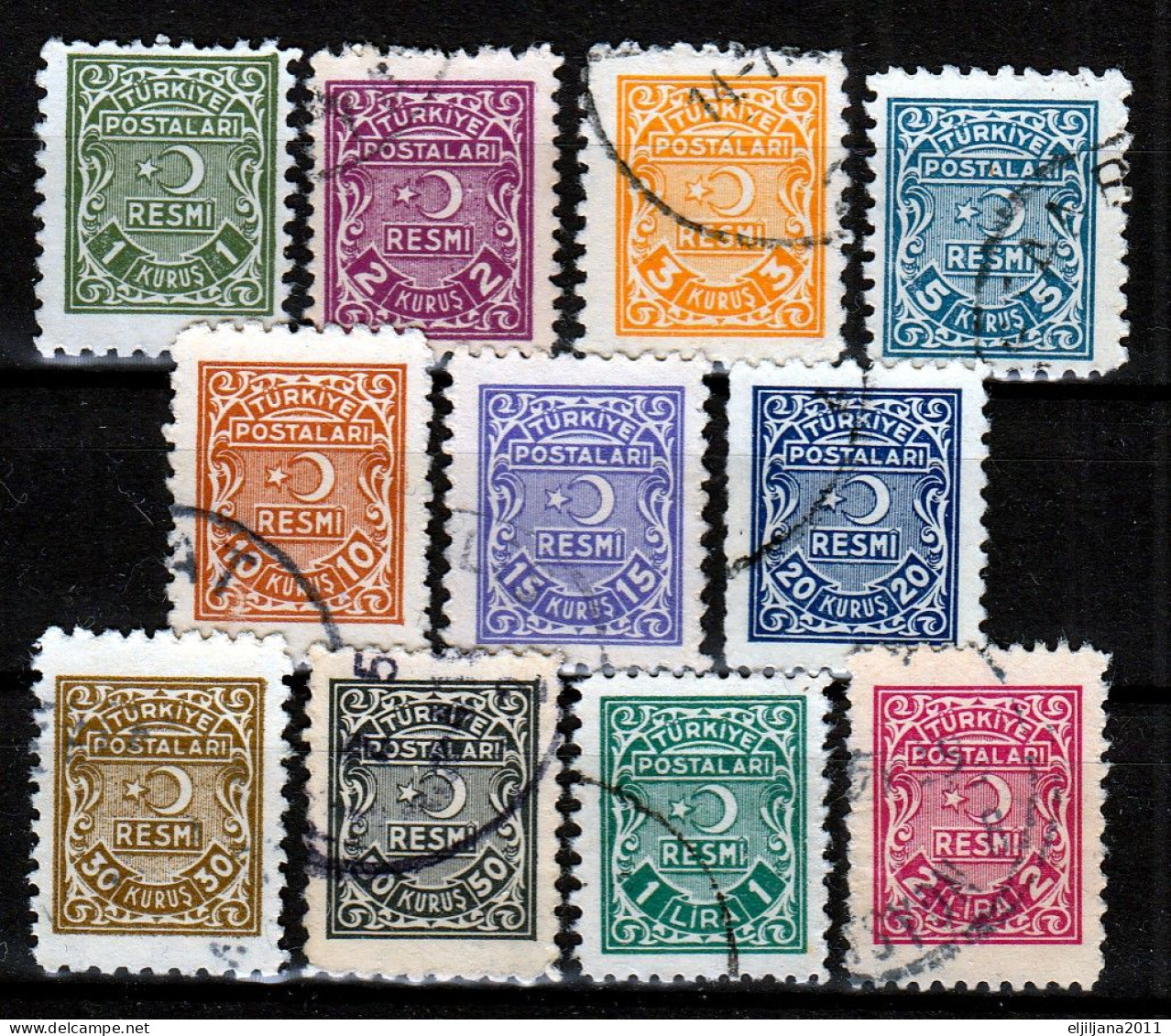 Action !! SALE !! 50 % OFF !! ⁕ Turkey 1948 - Official / Dienstmarken ⁕ 11v Used - Official Stamps