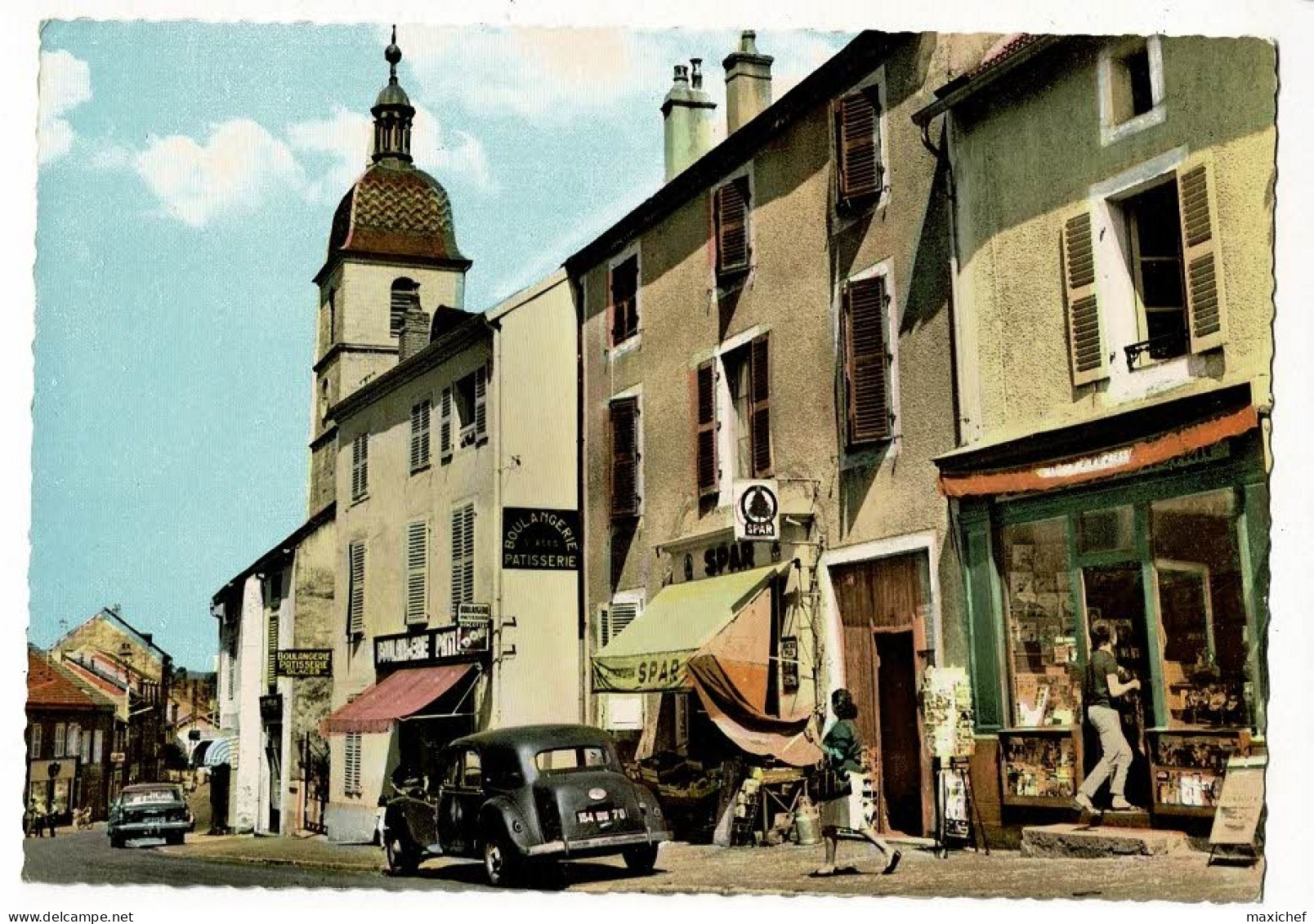 Port Sur Saone - La Grande Rue (animation, Maison De La Presse, Tourniquet Cartes Postales, Spar, Boulangerie, Traction) - Port-sur-Saône