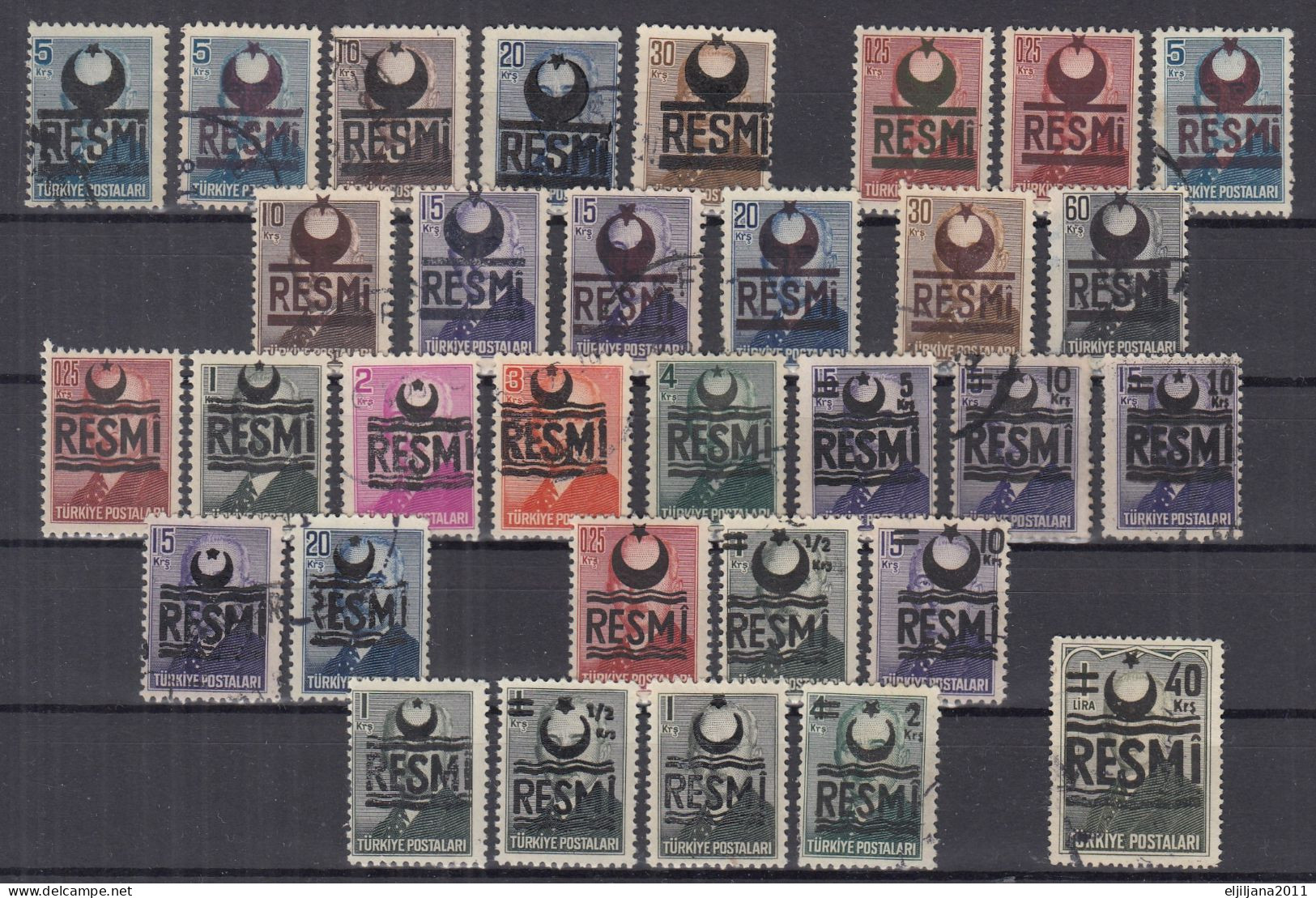 ⁕ Turkey 1951 - 1957 ⁕ RESMI Overprint On Ismet Inonu / Official - Dienstmarken ⁕ 32 Different / Used & MNH - Timbres De Service