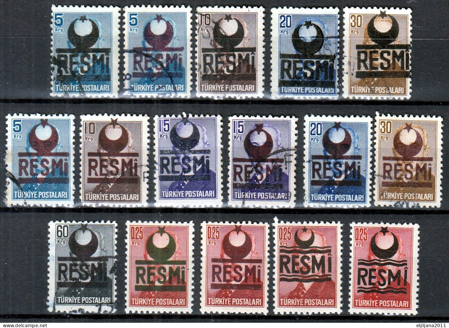 Action !! SALE 50%  Turkey 1951-1957 ⁕ RESMI Ovpt. On Ismet Inonu / Official - Dienstmarken ⁕ 32 Different / Used & MNH - Dienstmarken