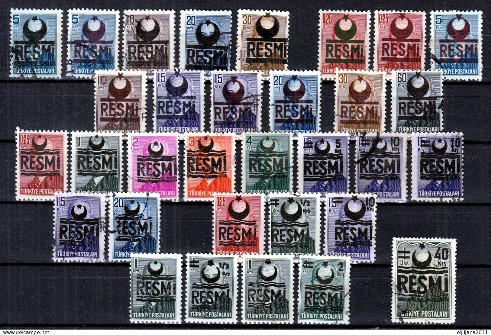 ⁕ Turkey 1951 - 1957 ⁕ RESMI Overprint On Ismet Inonu / Official - Dienstmarken ⁕ 32 Different / Used & MNH - Timbres De Service