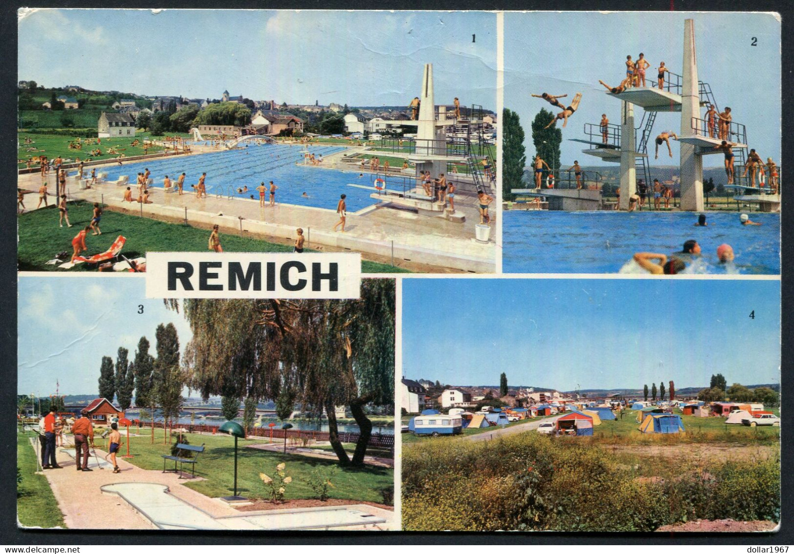 Remich , Grand Duché De Luxemborg - 1+2 Les Piscims , 3 Golf - 4 Camping    -  Used  -  2 Scans For Originalscan !! - Remich