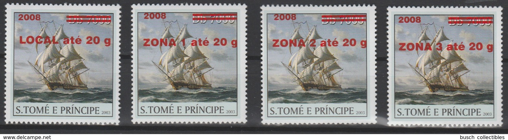 Sao S. Tomé & Principe 2008 / 2009 Mi. 4005II - 4008II Sail Ship Voilier Segelschiff Boot Boat Bateau 4 Val. - Barcos