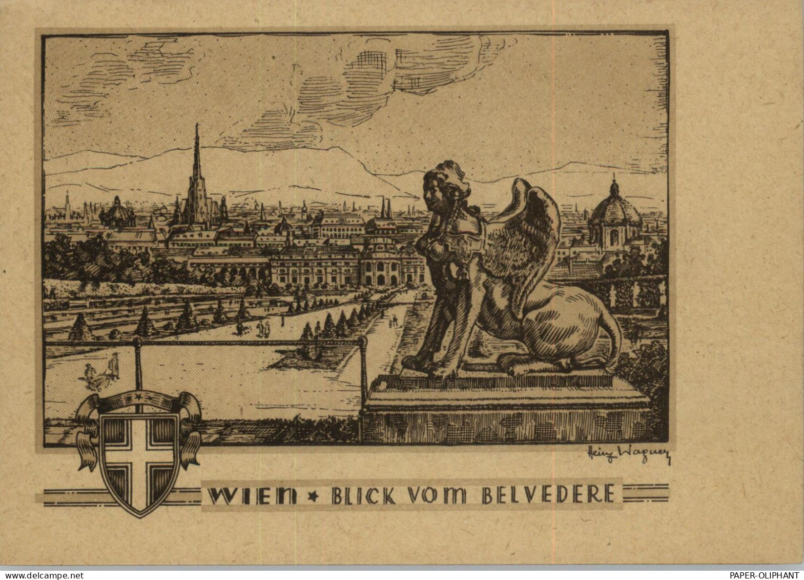 A 1000  WIEN, Blick Vom Belvedere, Künstler-Karte Heinz Wagner - Belvedere