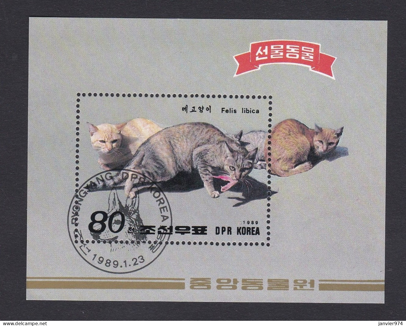 Corée 1989 , Bloc, Chat - Cat , Voir Scan Recto Verso - Corea Del Nord