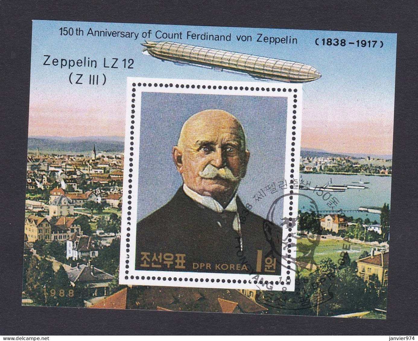 Corée 1988 , Bloc, 150th Anniversary Of  Count Ferdinand Von Zeppelin , Voir Scan Recto Verso - Corea Del Nord