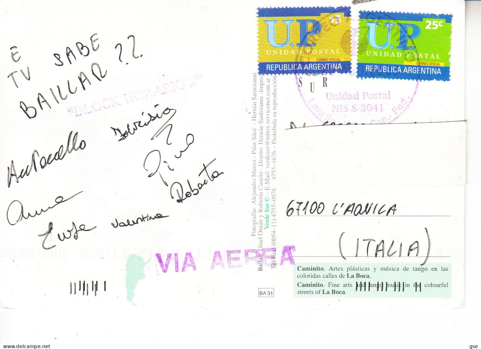 ARGENTINA - Cartolina Per L'Italia - Storia Postale