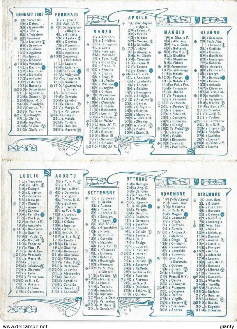 CALENDARIO TASCABILE FABBRICA FIORI ARTIFICIALI PAOLETTI & SINNONA - ROMA 1907 - Petit Format : 1901-20