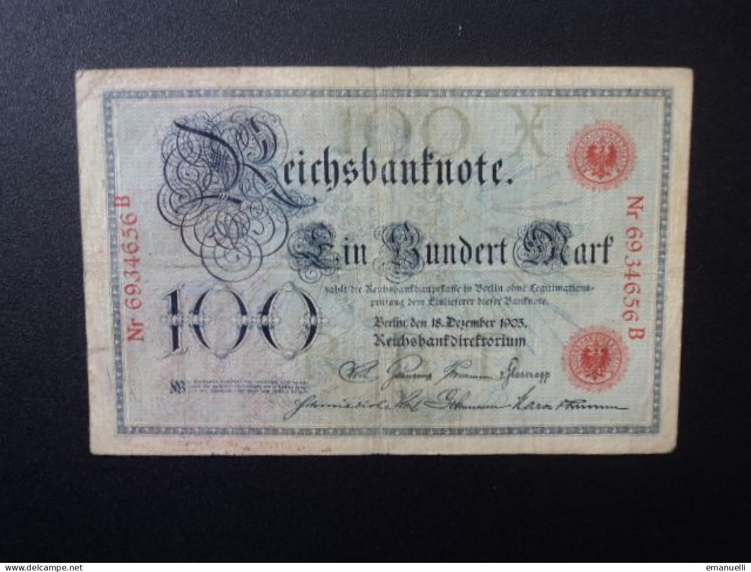 ALLEMAGNE * : 100 MARK    18.12.1905    CA 23a, ** / P 24a    TB - 100 Mark