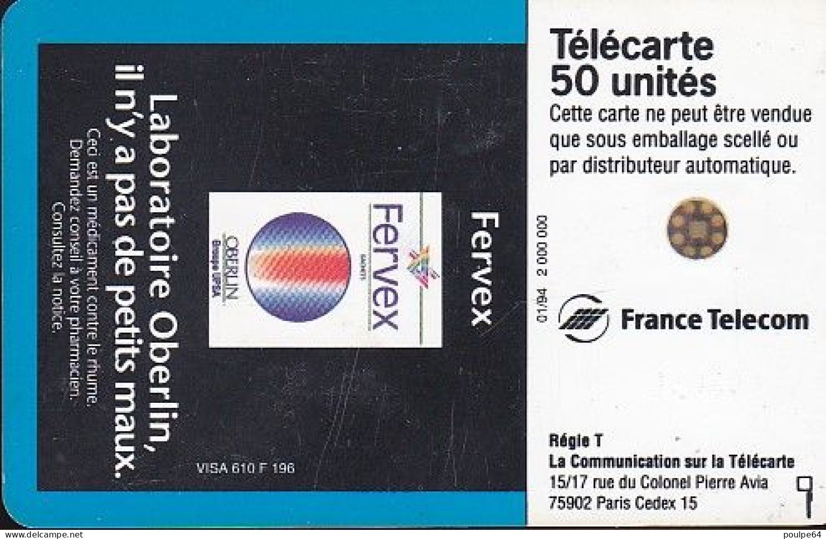 F454 - 01/1994 - ORBELIN BLEUE - 50 SC5an (verso : N° Emboutis) - 1994