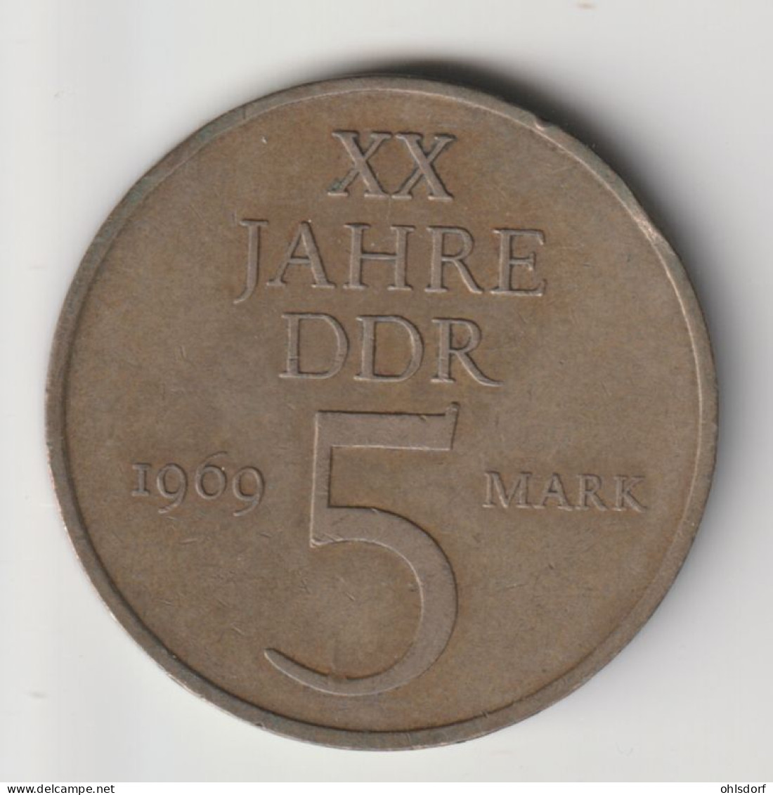 DDR 1969: 5 Mark, 20 Jahre, KM 22 - 5 Marcos