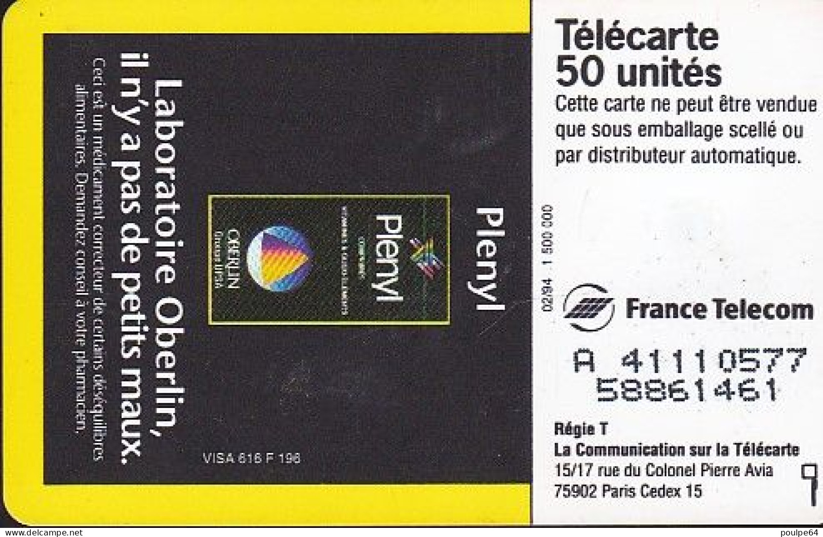 F455a - 02/1994 - ORBELIN JAUNE - 50 SO3 (verso : N° Deux Lignes) - 1994