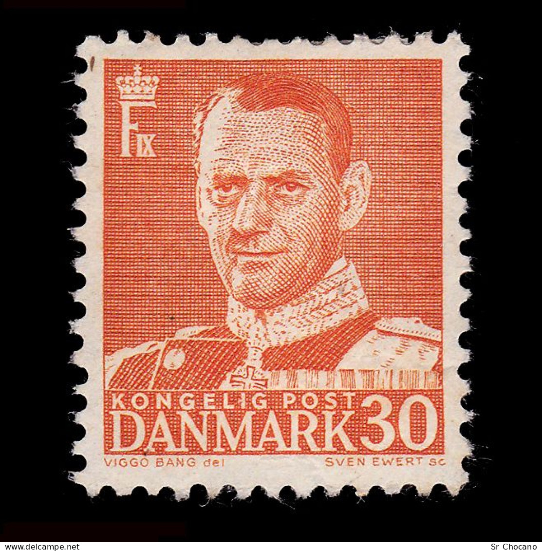 DENMARK.1948-50.SCOTT 309.Frederik IX.30o.org.MH. - Unused Stamps