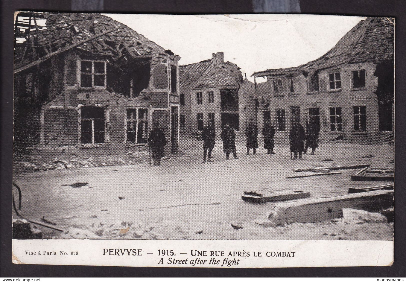 DDFF 032 -- Armée Belge Sur L' Yser - Carte-Vue De PERVYSE 1915 - PMB Année Barrée - TB Texte "Village Devant Lequel ... - Zone Non Occupée