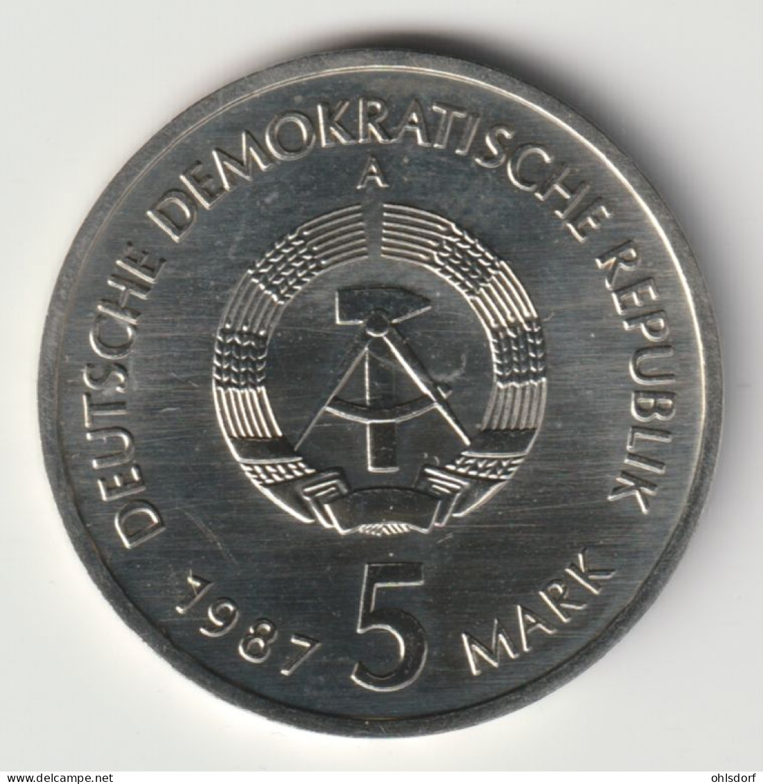 DDR 1987: 5 Mark, Berlin Nikolaiviertel, KM 114 - 5 Marchi