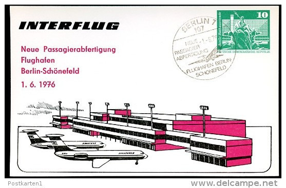 DDR PP16 D2/003 Privat-Postkarte FLUGHAFEN BERLIN-SCHÖNEFELD Sost.1976  NGK 5,00 € - Postales Privados - Usados