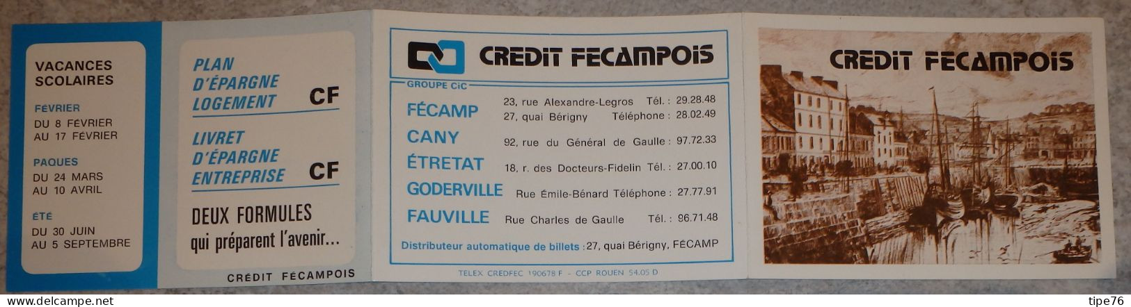 Petit Calendrier De Poche  1985 Banque Crédit Fécampois  Fécamp  Le Grand Quai Gravure De V. Hamel - Small : 1981-90