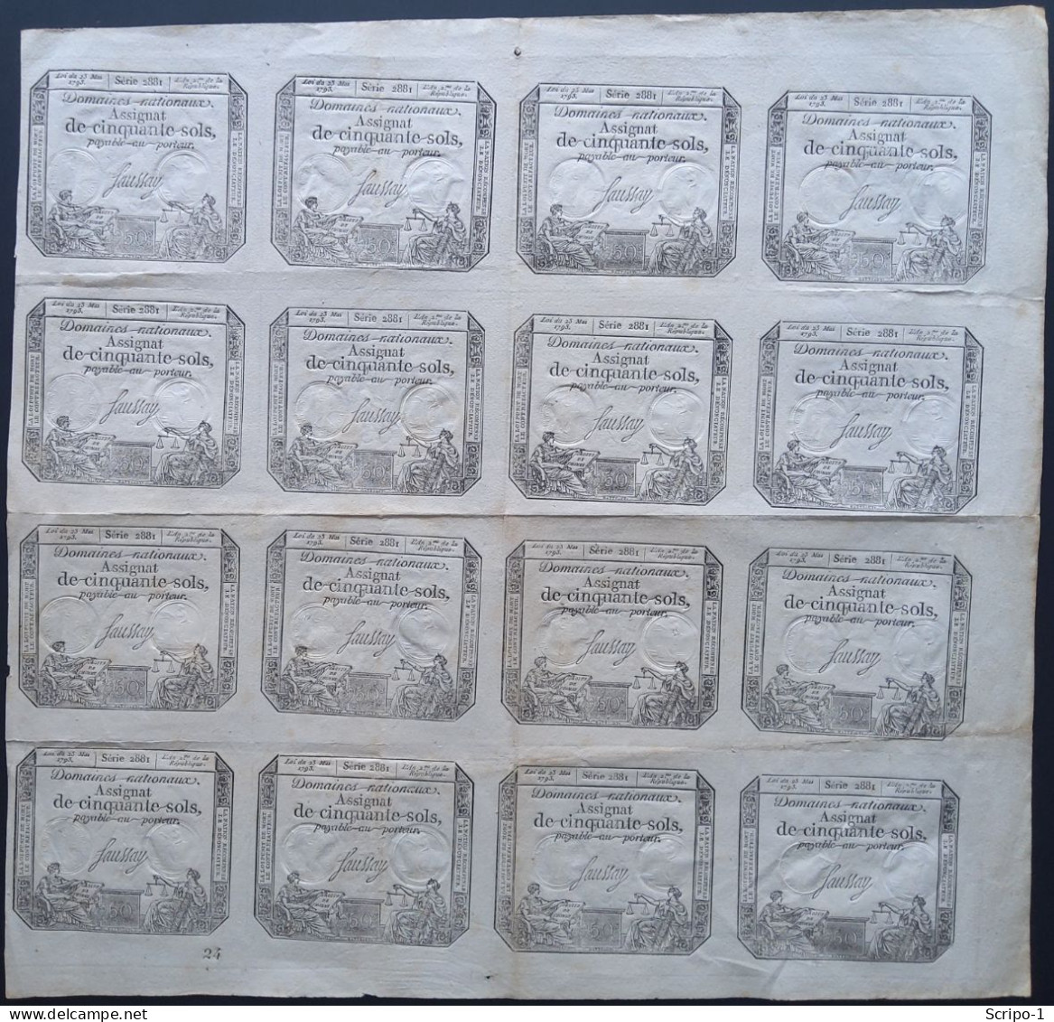 Lot (feulle Entiére) De 16 Assignats - ...-1889 Franchi Antichi Circolanti Durante Il XIX Sec.