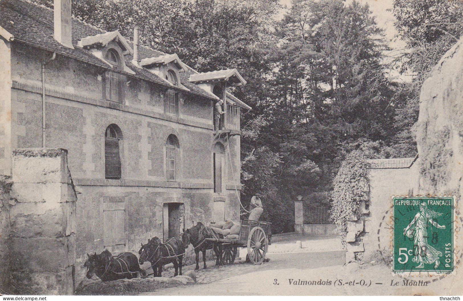 1908 VALMONDOIS Le Moulin  Attelage De Chevaux - Valmondois