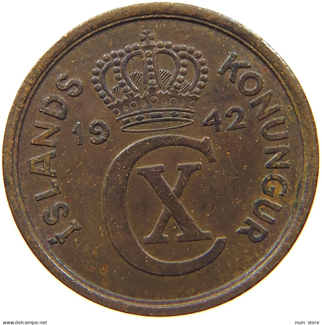 ICELAND 2 AURAR 1942  #s067 0411 - Iceland