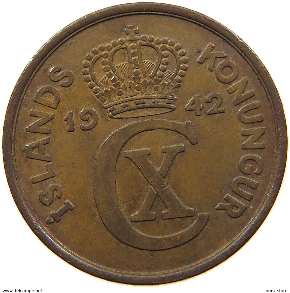 ICELAND 5 AURAR 1942  #s050 0315 - Iceland