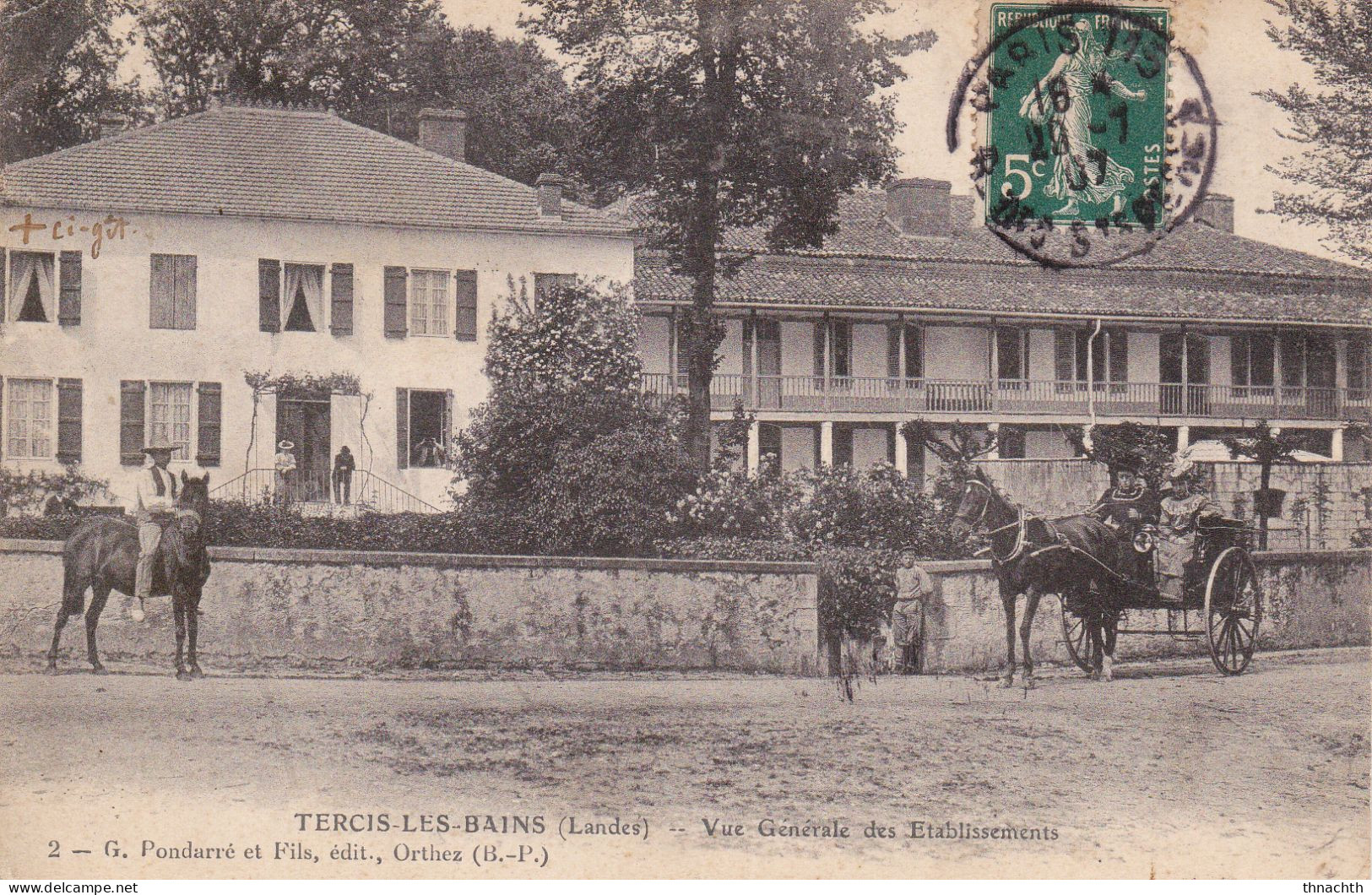 1907 Tercis Les Bains Vue Generale Des Etablissements - Autres & Non Classés