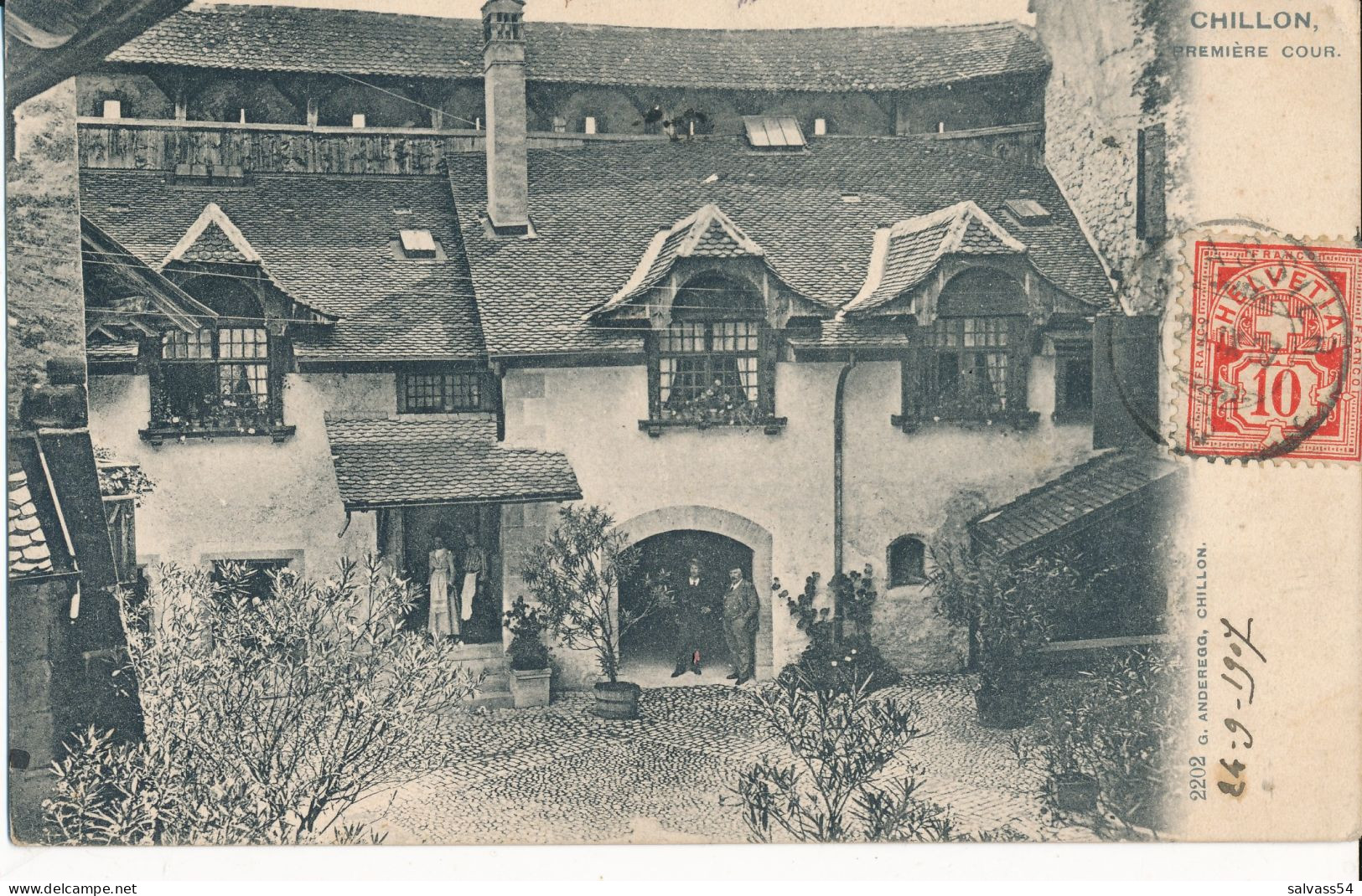 SUISSE - SVIZZERA - SCHWEIZ - Château De Chillon - Première Cour (animée !) (1907) - Premier