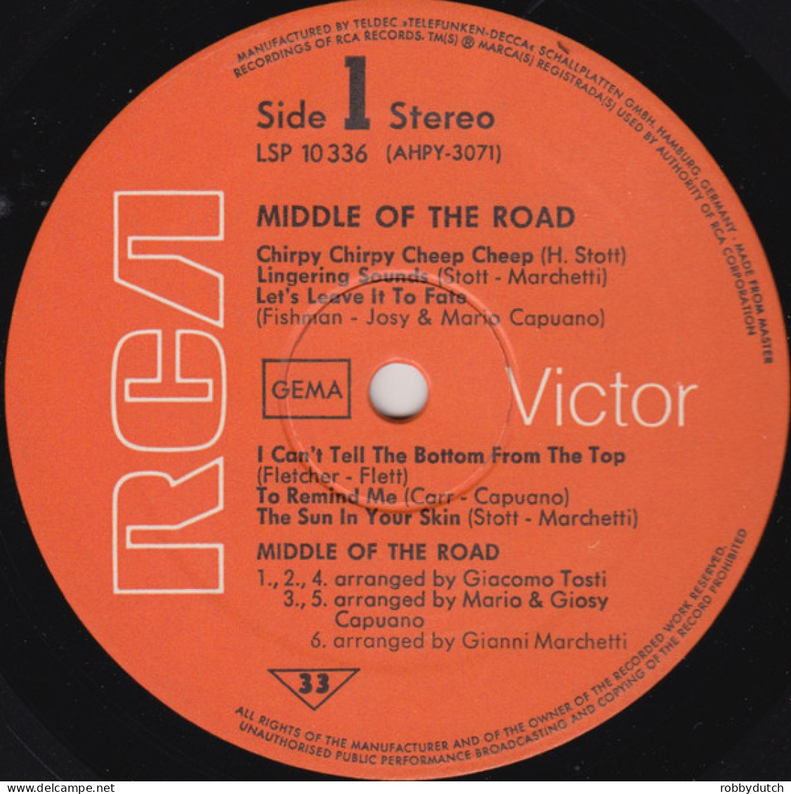 * LP *  MIDDLE OF THE ROAD - CHIRPY CHIRPY CHEEP CHEEP / TWEEDLE DEE, TWEEDLE DUM - Disco, Pop