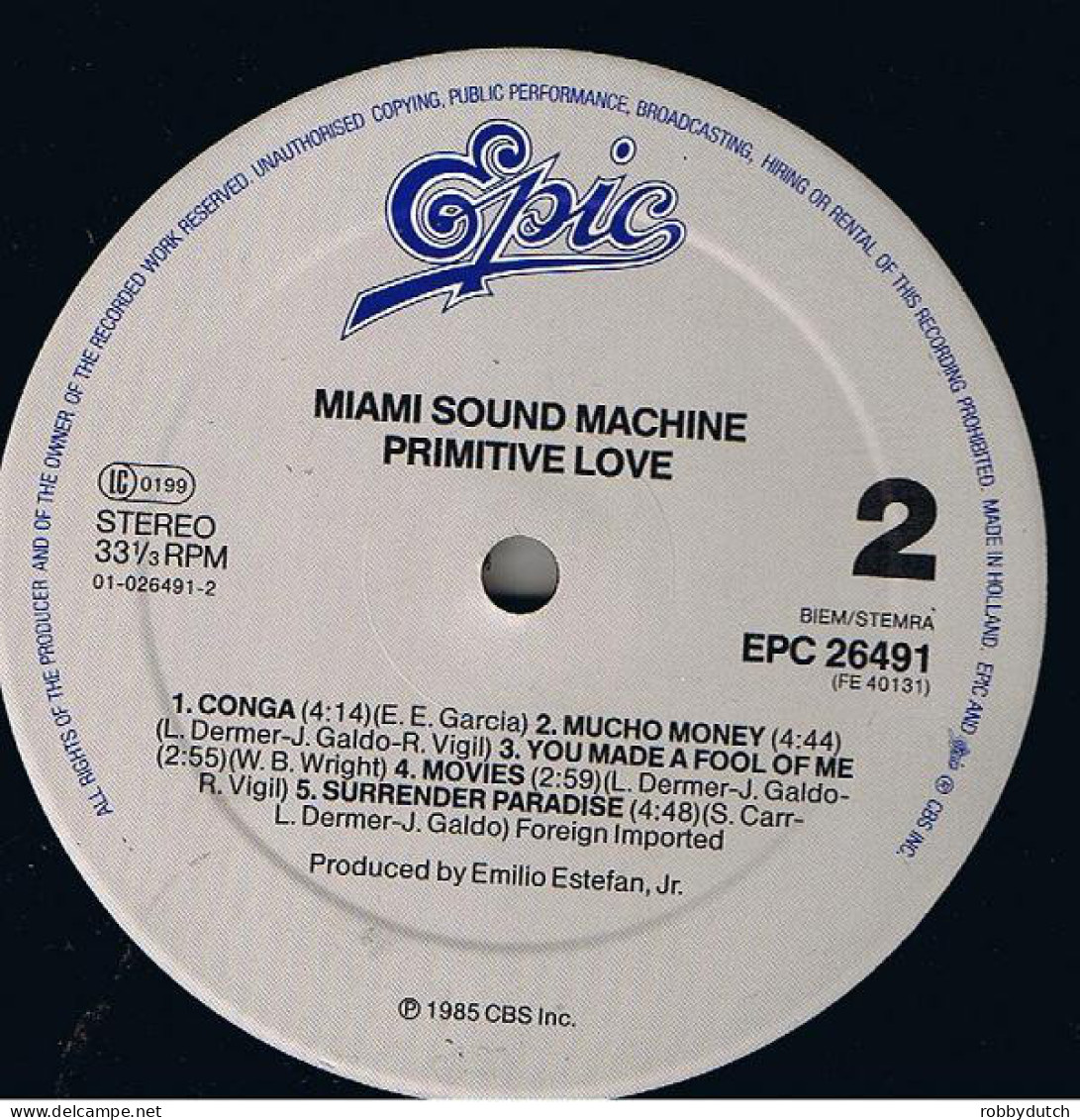 * LP *  MIAMI SOUND MACHINE (GLORIA ESTEFAN) - PRIMITIVE LOVE (Europe 1985 EX) - Disco & Pop