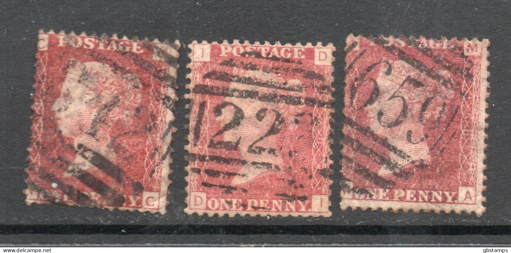 Queen Victoria 1d Red Plates 136 140 & 158 Used As Scanned - Oblitérés