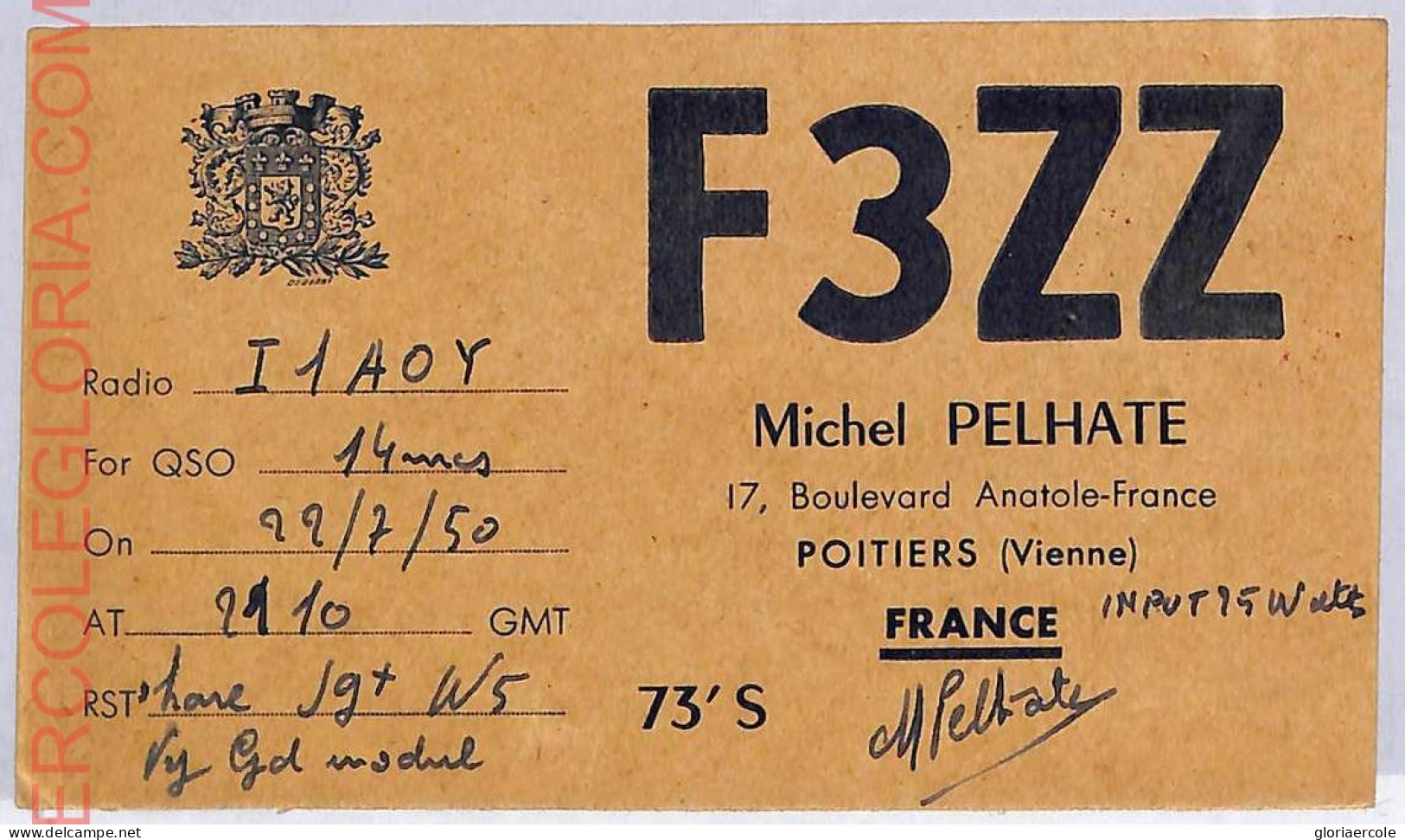 Ad9071 - FRANCE - RADIO FREQUENCY CARD   - 1950 - Radio