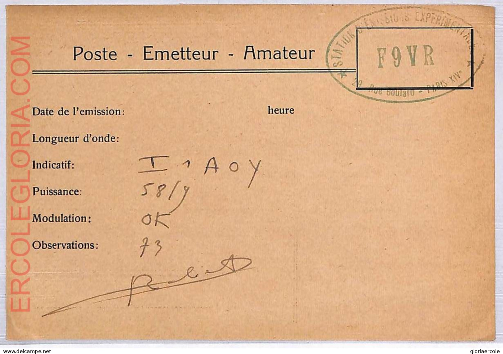 Ad9070 - FRANCE - RADIO FREQUENCY CARD   - 1950's - Radio