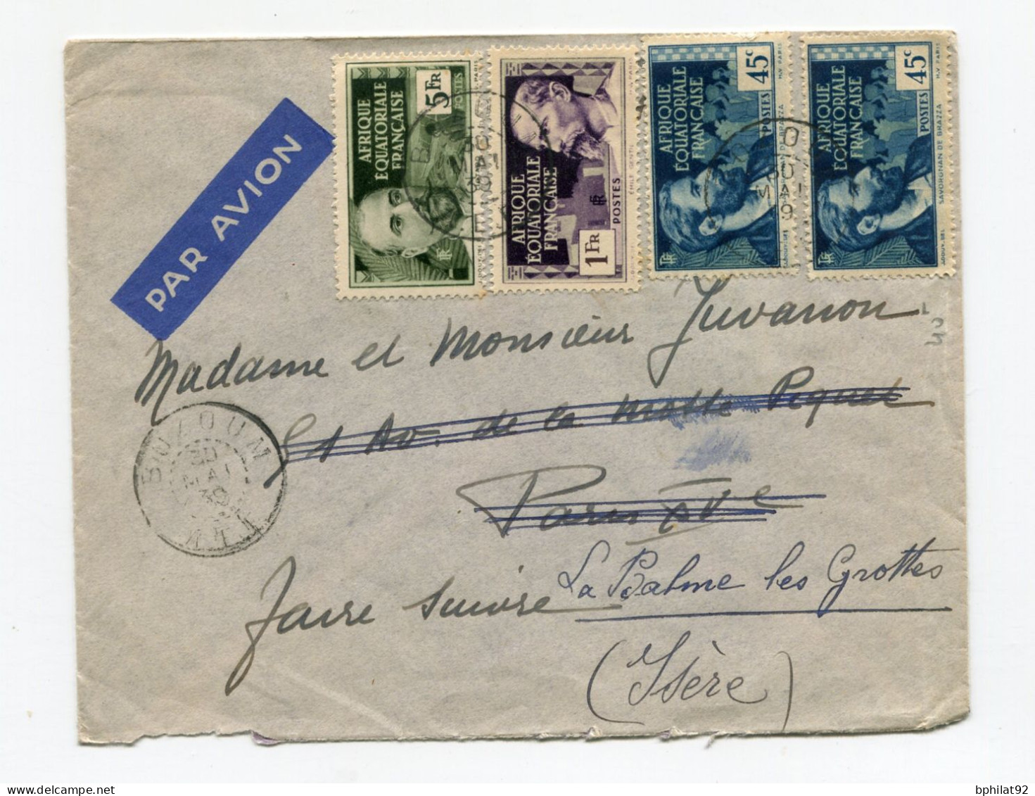 !!! AEF, LETTRE PAR AVION DE BOZOUM DE 1940 POUR PARIS - Cartas & Documentos