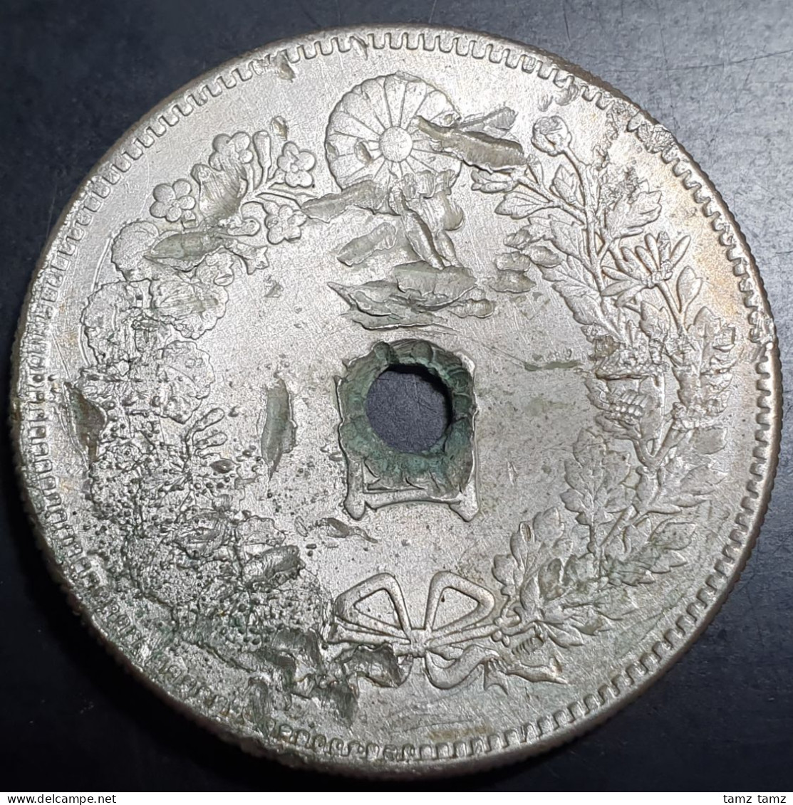 Japan 1 Yen Dragon Meiji 24 1891 Silver Fine Single Hole - Japon