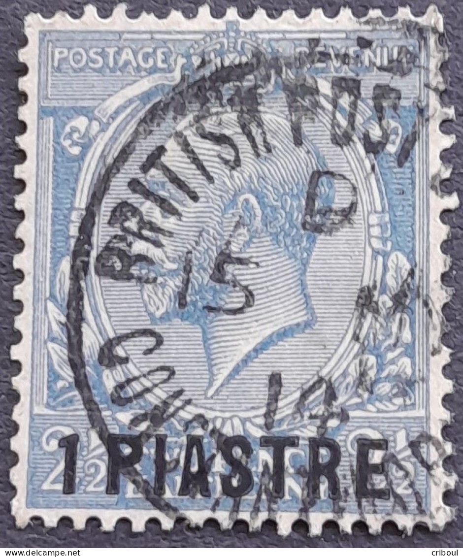 Levant Britannique 1913 George V Timbre De Grande Bretagne Great Britain Surchargé Overprinted 1 PIASTRE Yvert 44 O Used - Levante Britannico