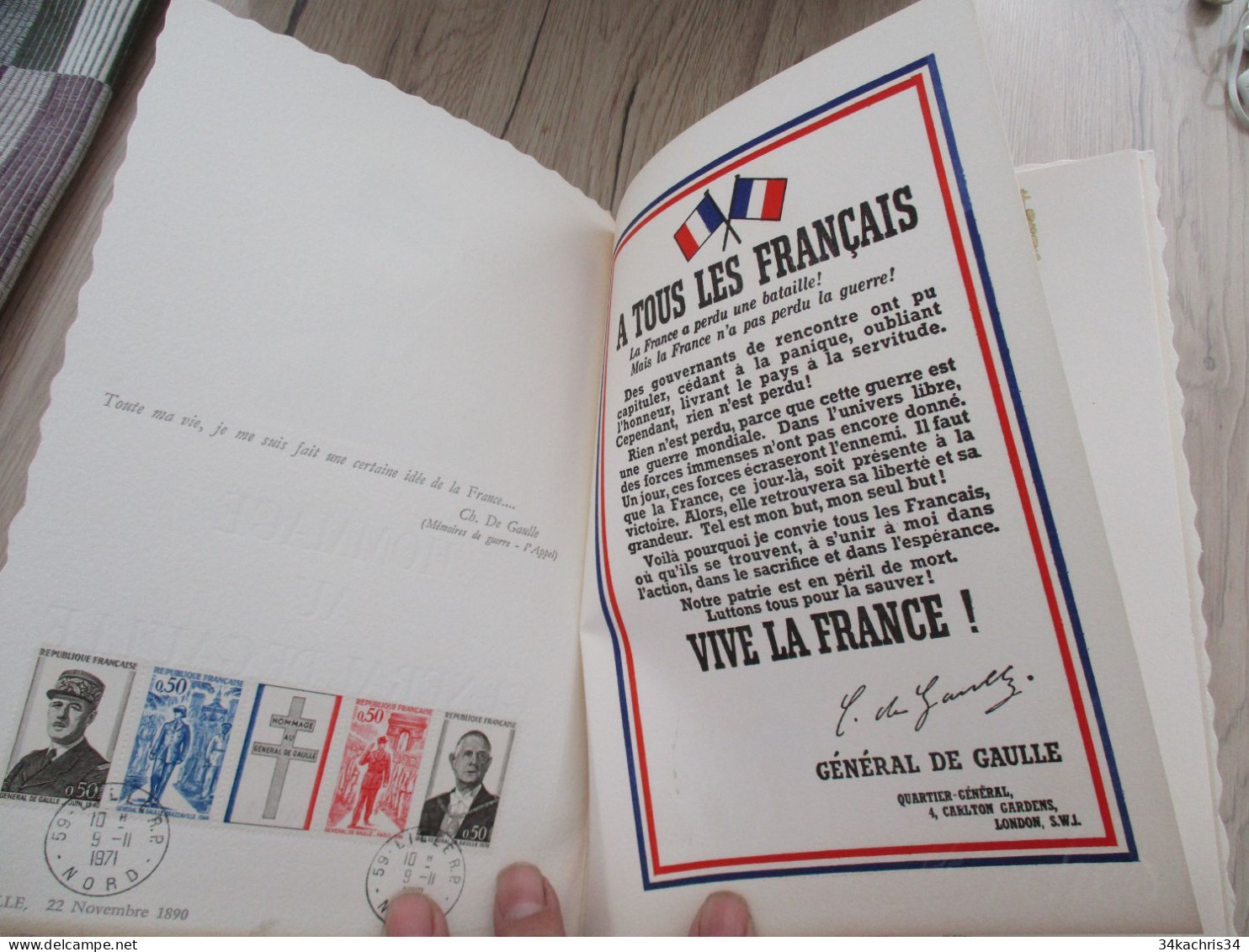 Livret Philatélique De Luxe Cérès Pour L'émission Générale De Gaulle 09/11/1971 - Brieven En Documenten