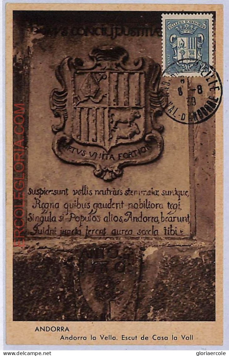 Ad8714 - ANDORRA  - POSTAL HISTORY -  Maximum Card   1938 ARCHITECTURE - Other & Unclassified