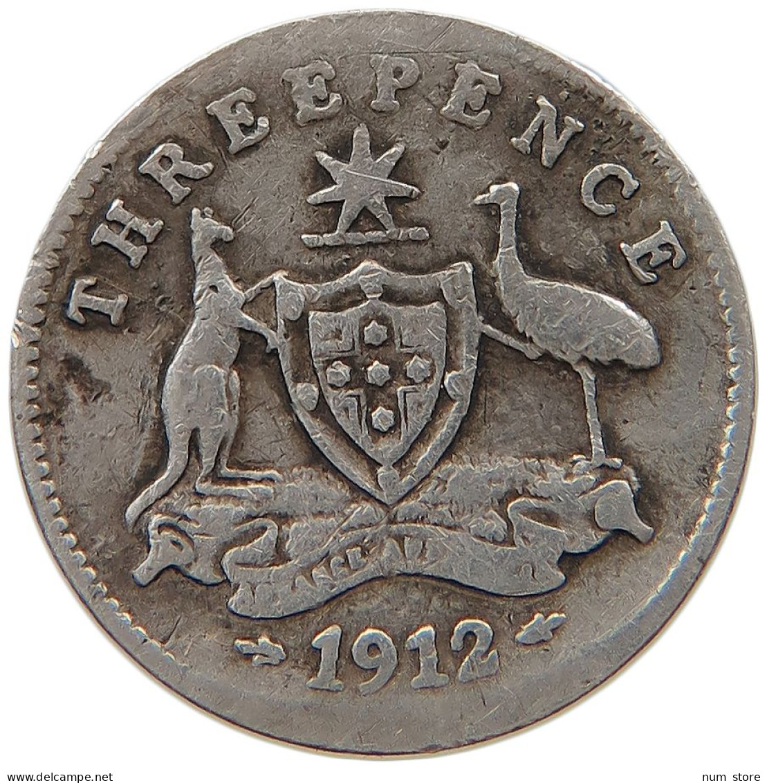 AUSTRALIA THREEPENCE 1912 George V. (1910-1936) #t162 0281 - Threepence