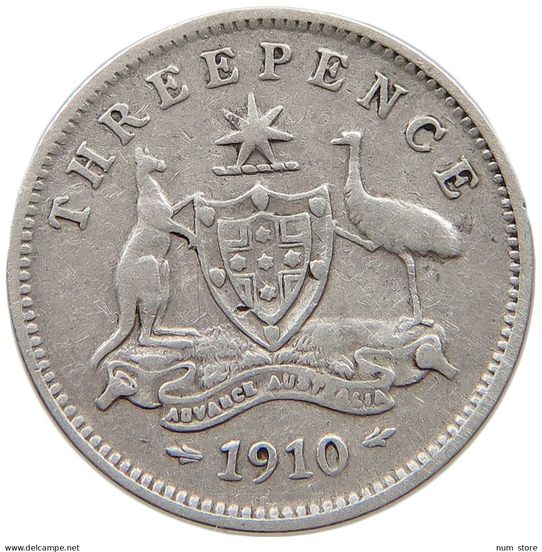 AUSTRALIA THREEPENCE 1910 Edward VII., 1901 - 1910 #s049 0735 - Threepence