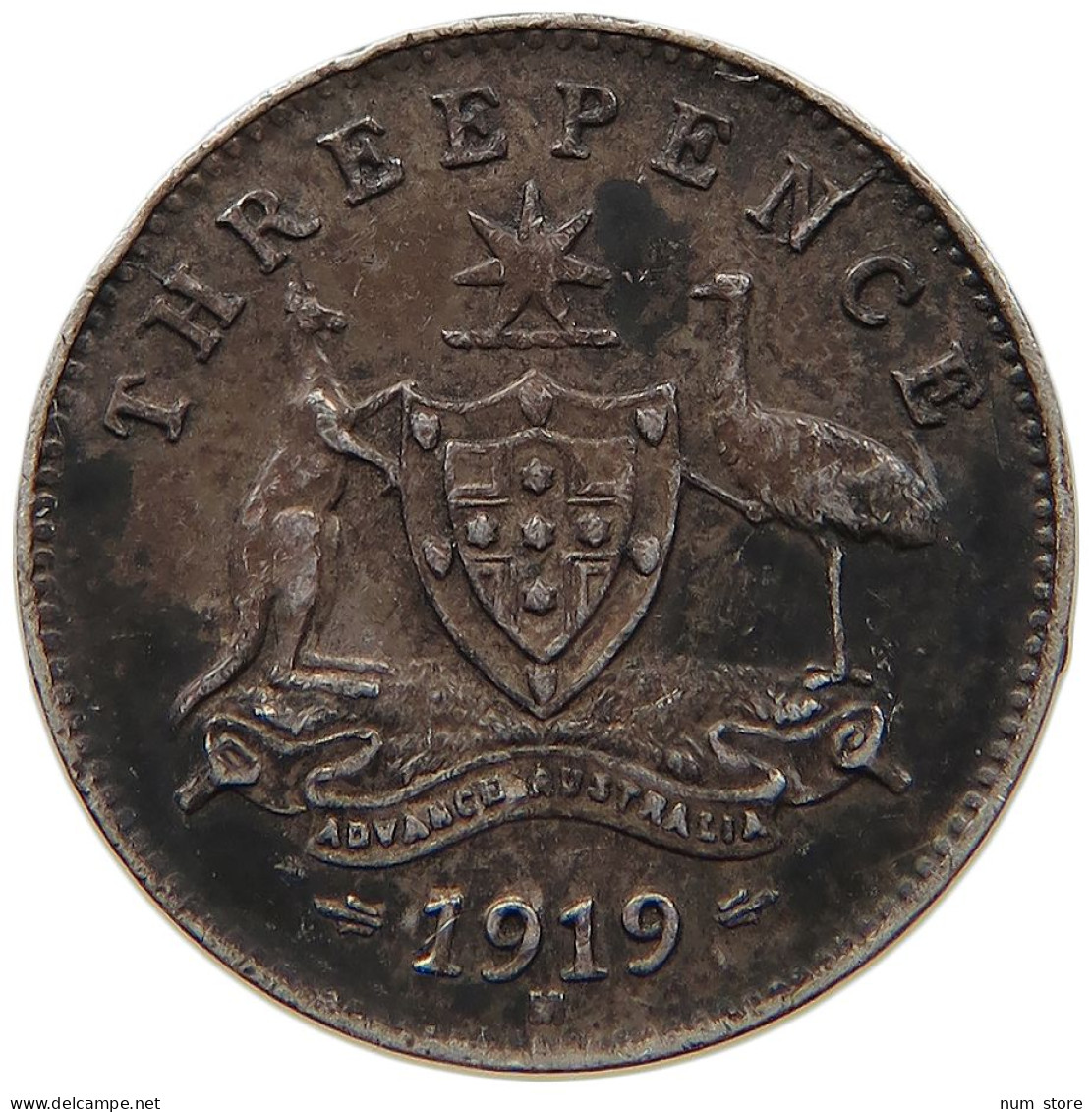 AUSTRALIA THREEPENCE 1919 George V. (1910-1936) #s017 0139 - Threepence