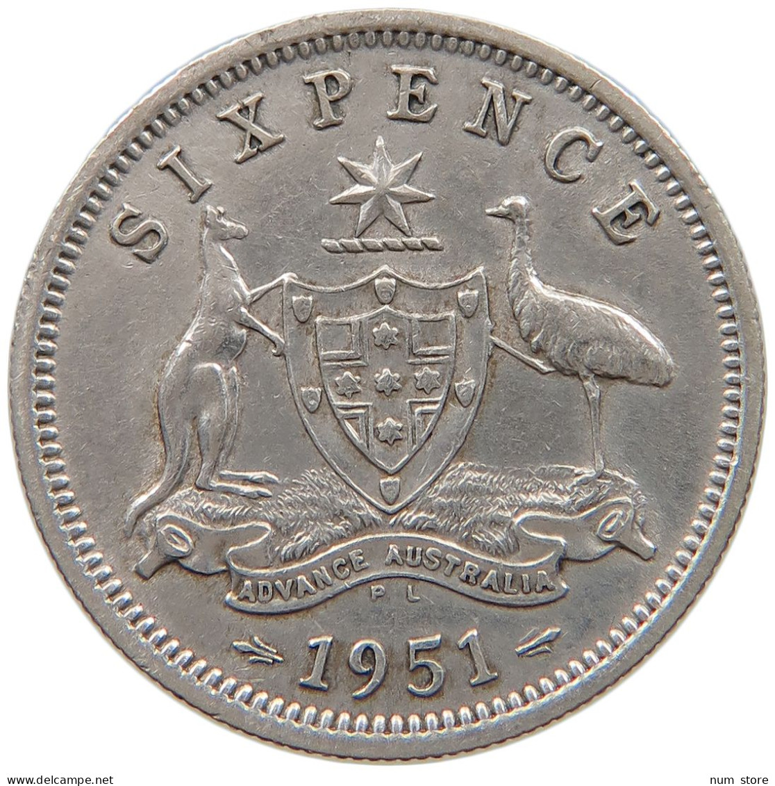 AUSTRALIA SIXPENCE 1951 PL George VI. (1936-1952) #a064 0167 - Sixpence