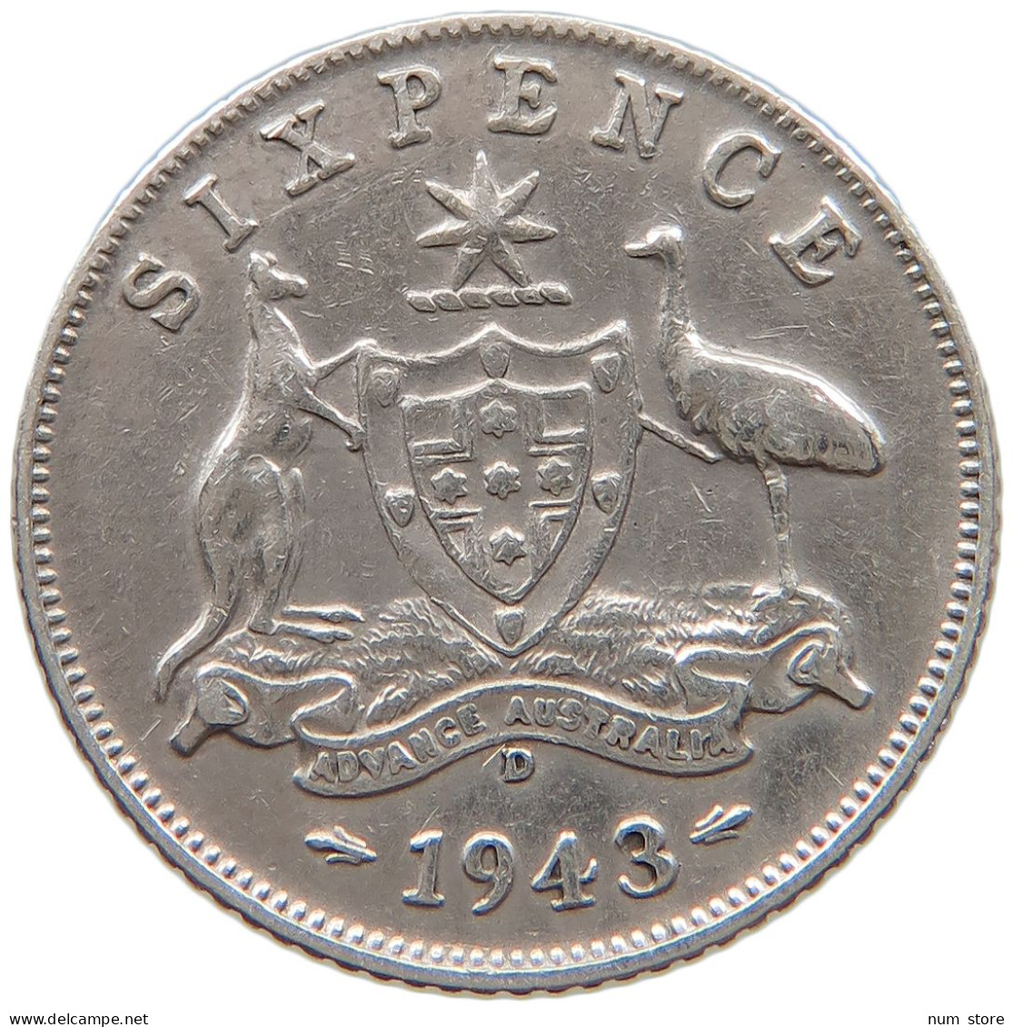 AUSTRALIA SIXPENCE 1943 D George VI. (1936-1952) #a064 0165 - Sixpence