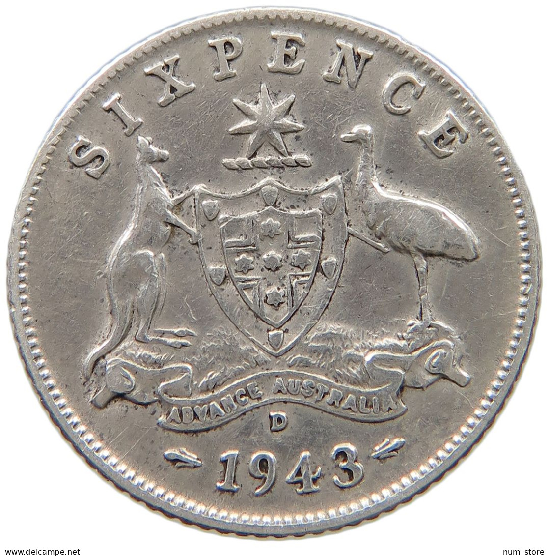 AUSTRALIA SIXPENCE 1943 D George VI. (1936-1952) #a044 0927 - Sixpence