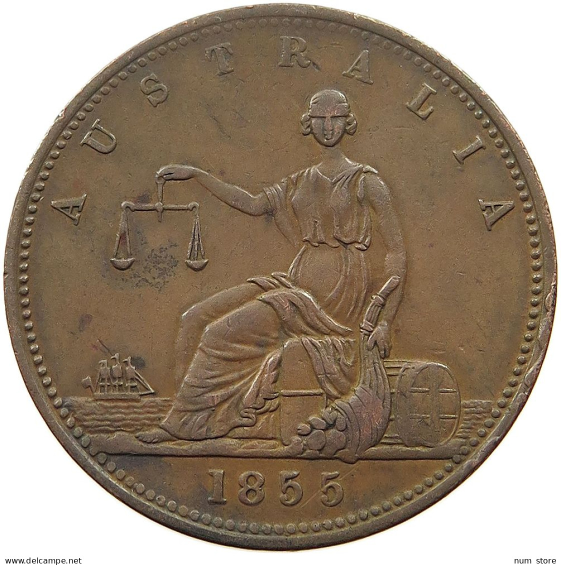 AUSTRALIA PENNY TOKEN 1855 Victoria (1837-1901) 1855 PITT KING SYDNEY TOGOOD #t063 0487 - Penny