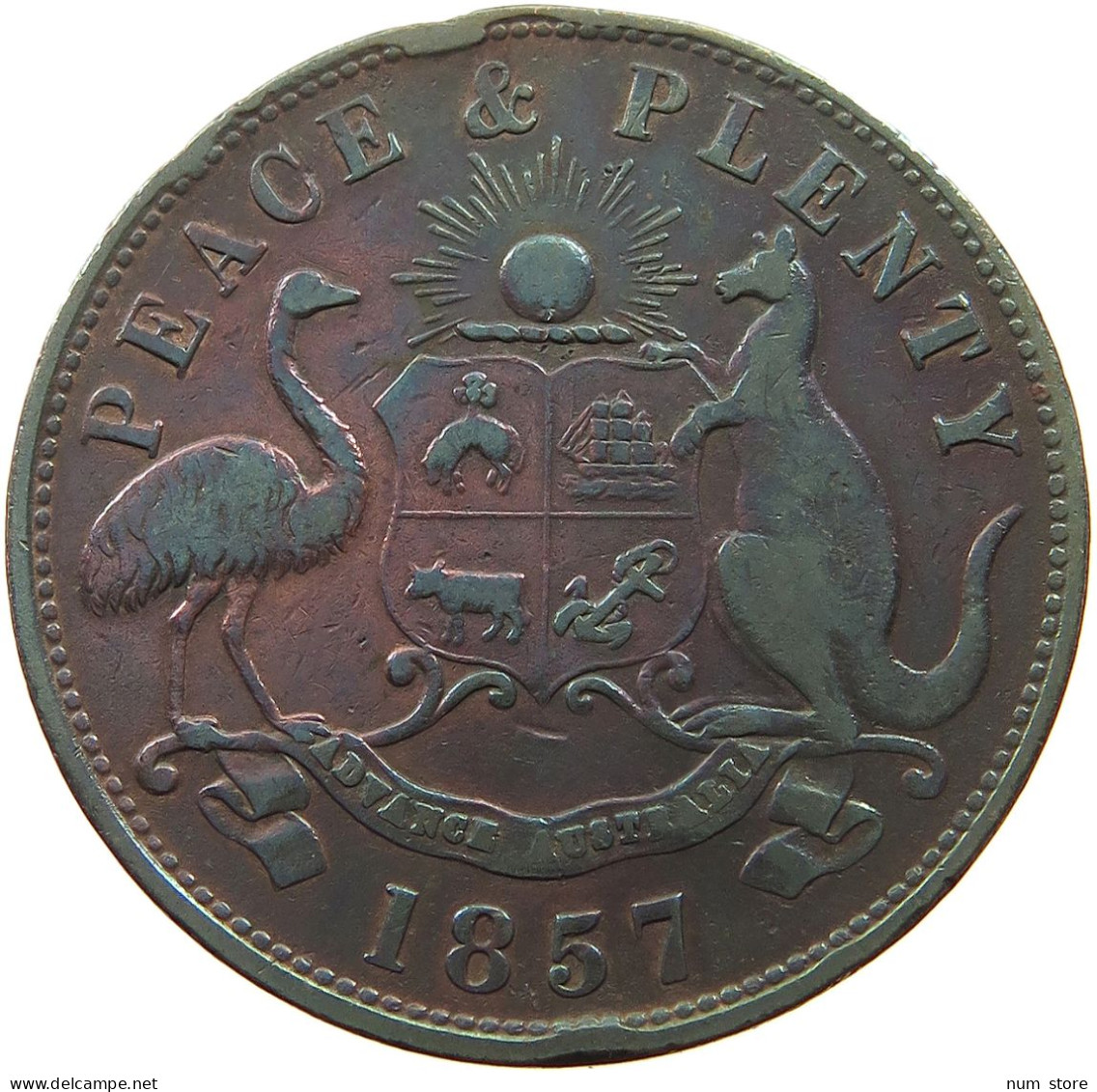 AUSTRALIA PENNY TOKEN 1857 Victoria (1837-1901) MELBOURNE ROBERT HYDE #t059 0175 - Penny