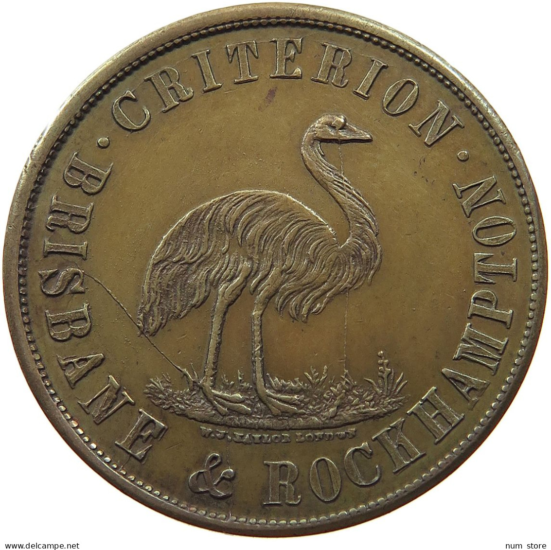 AUSTRALIA PENNY TOKEN  Victoria (1837-1901) BRISBANE STEWART HEMMANT DRAPERS #t059 0181 - Penny