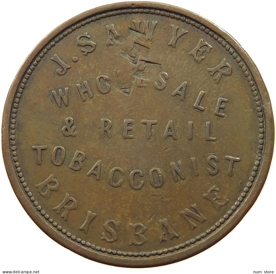 AUSTRALIA PENNY TOKEN 1864 Victoria (1837-1901) BRISBANE 1864 COUNTERSTAMPS #t059 0169 - Penny