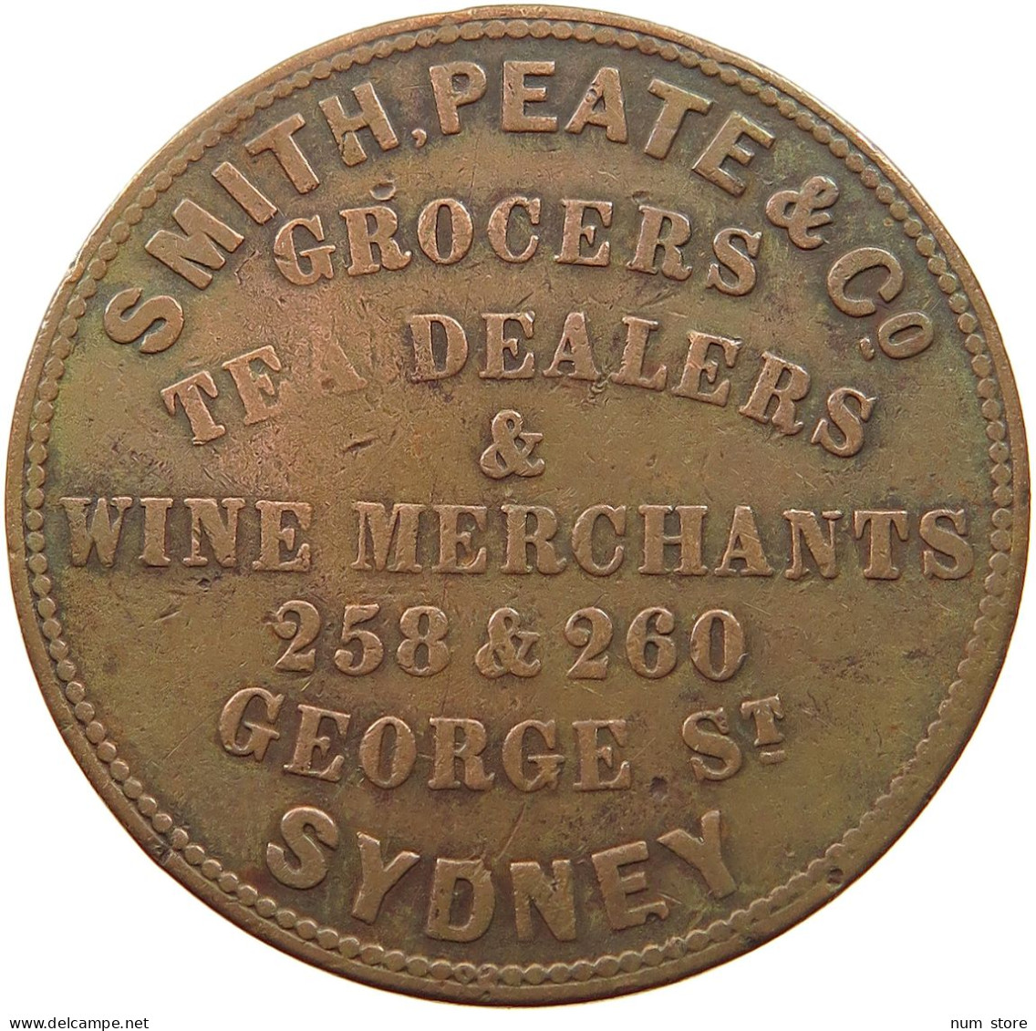 AUSTRALIA PENNY TOKEN 1836 PENNY TOKEN SYDNEY 1836 SMITH PEATE #t059 0157 - Penny