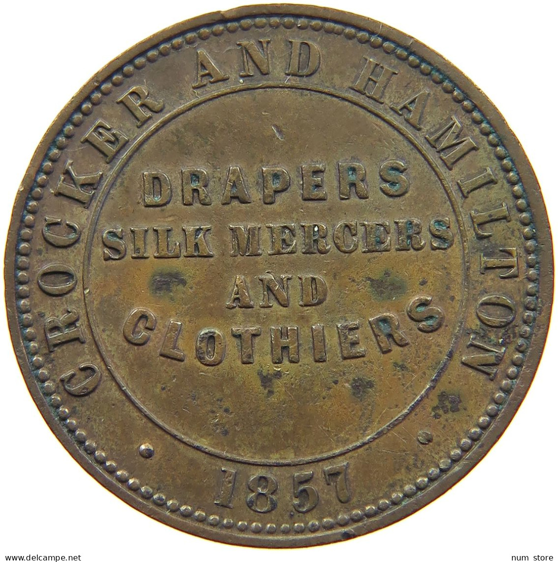 AUSTRALIA PENNY TOKEN 1857 Victoria (1837-1901) CROCKER HAMILTON #t008 0309 - Penny