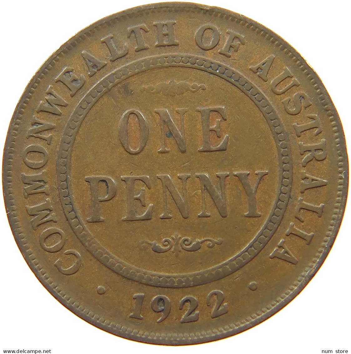AUSTRALIA PENNY 1922 George V. (1910-1936) #s076 0549 - Penny